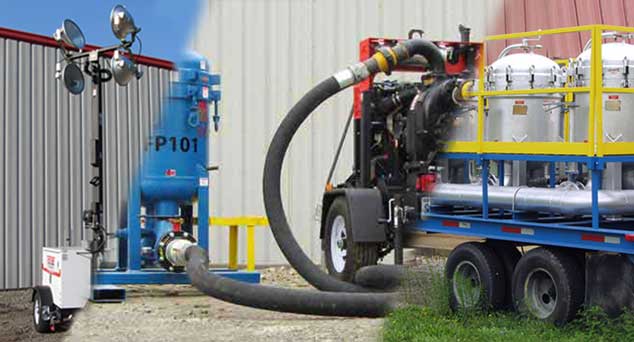 transfer pumps, water filtration, spill control kits, oilfeild and gas feild plays rentails